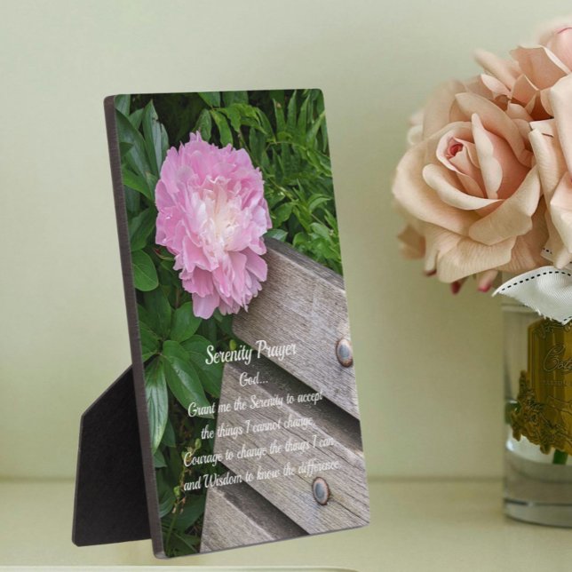 Serenity Prayer Pink Peony Bloom Floral Plaque (In Situ)