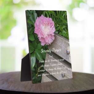 Serenity Prayer Pink Peony Floral Plaque
