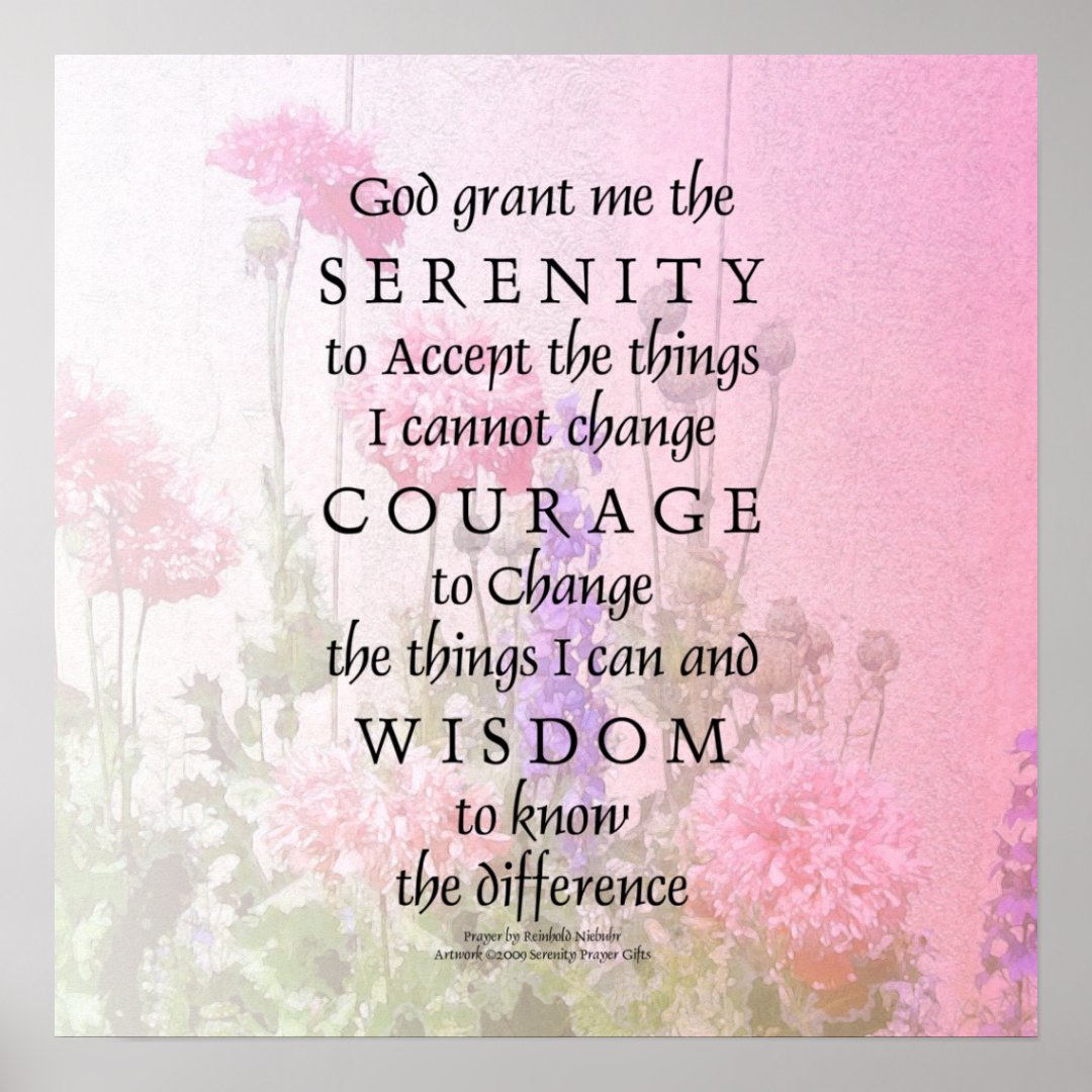 Serenity Prayer Pink Poppies Poster | Zazzle