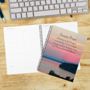 Serenity Prayer Pink Seascape Sunset Calendar Planner