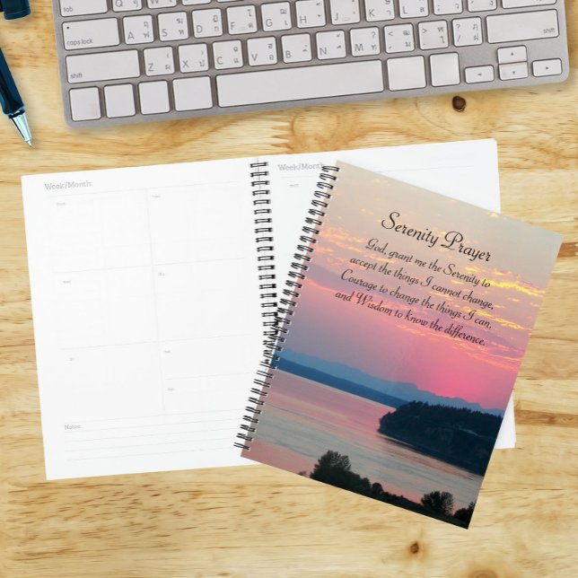 Serenity Prayer Pink Seascape Sunset Calendar | Planner (In Situ)