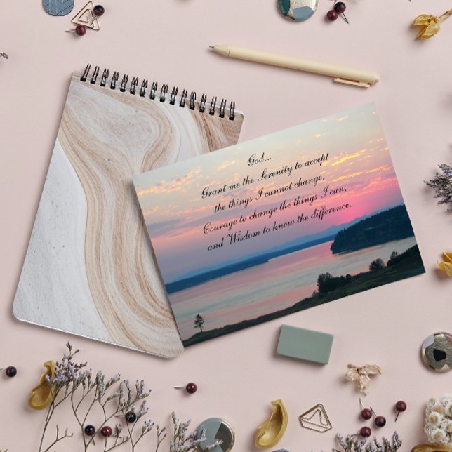 Serenity Prayer Pink Seascape Sunset Card (Creator Uploaded)