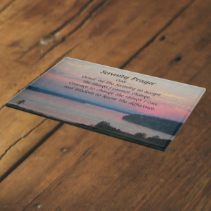 Serenity Prayer Pink Seascape Sunset Cutting Board