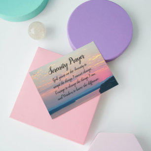 Serenity Prayer Pink Seascape Sunset Magnetic Card