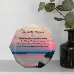 Serenity Prayer Pink Seascape Sunset Photo Block