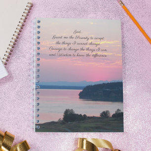 Serenity Prayer Pink Seascape Sunset Photo Notebook
