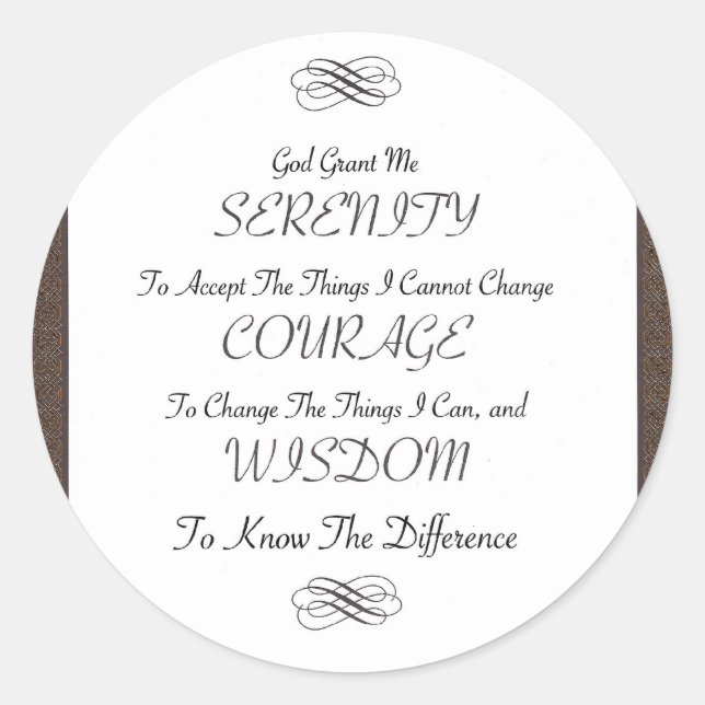 serenity prayer poem with metallic gold trim classic round sticker (Front)