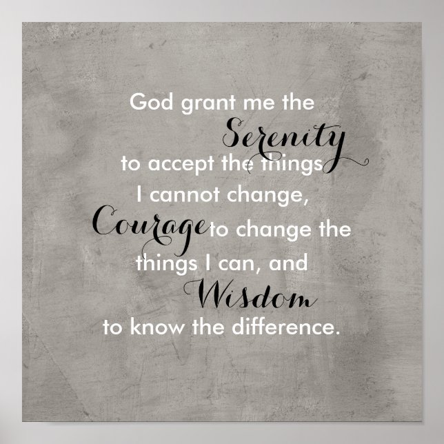 Serenity prayer poster quote grey and white (Front)