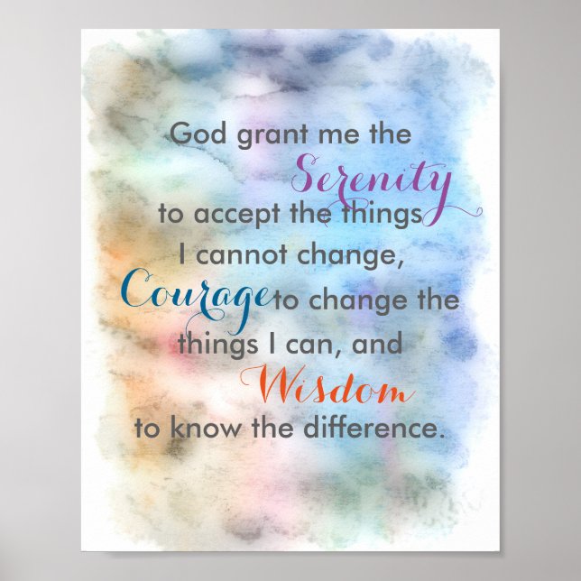 Serenity prayer poster quote on watercolor (Front)
