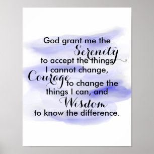 Serenity prayer poster quote watercolor design