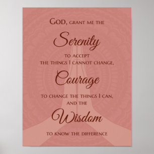 Serenity Prayer Print - Warm Rose Pink