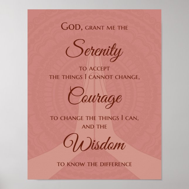 Serenity Prayer Print - Warm Rose Pink (Front)