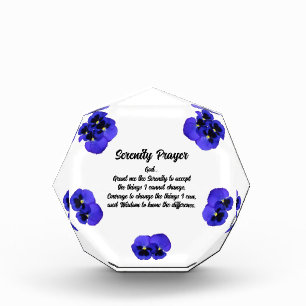 Serenity Prayer Purple Pansies Floral Photo Block