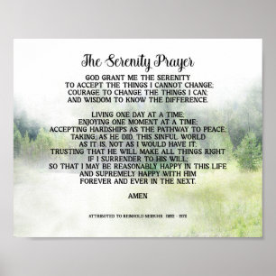 Serenity Prayer Quote On Nature  Art Spring Green  Poster