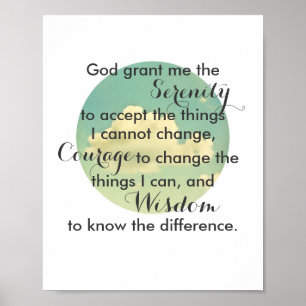 Serenity prayer quote poster nature photo art