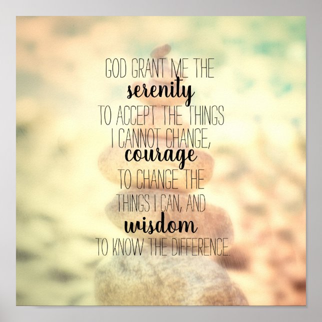 serenity prayer quote rocks photo art text poster (Front)