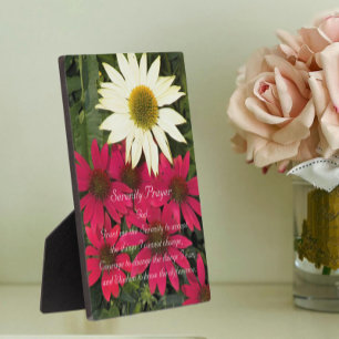 Serenity Prayer Red Coneflowers Floral Plaque