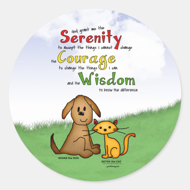 Serenity Prayer: Rehab & Detox, Strength/Recovery Classic Round Sticker (Front)