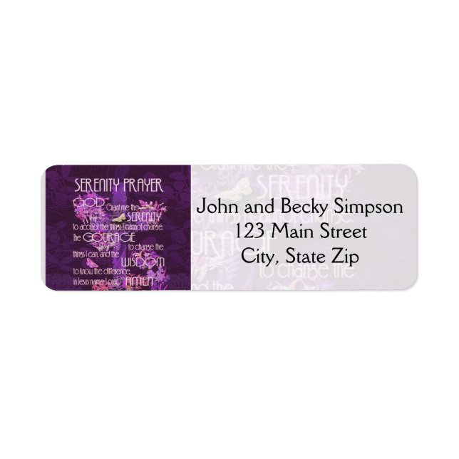 Serenity Prayer Return Address Label (Front)