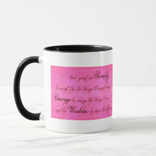Serenity Prayer Ringer Mug, Magenta Pink Mug