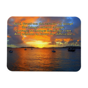Serenity Prayer Sailboats at Sunset Magnet