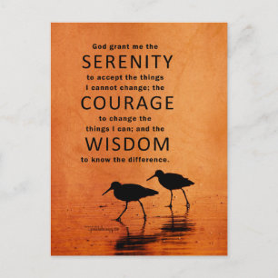 Serenity Prayer (Seagulls, Beach, God Grant Me) Postcard