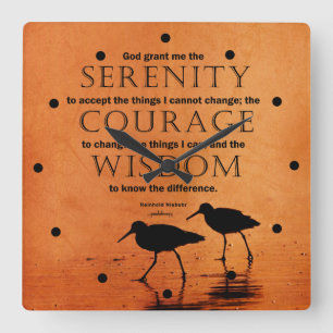 Serenity Prayer: Seagulls Square Wall Clock