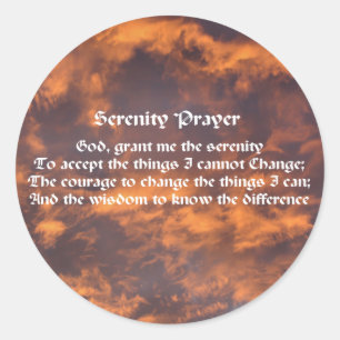 Serenity Prayer Sky Clouds Inspirational Classic Round Sticker
