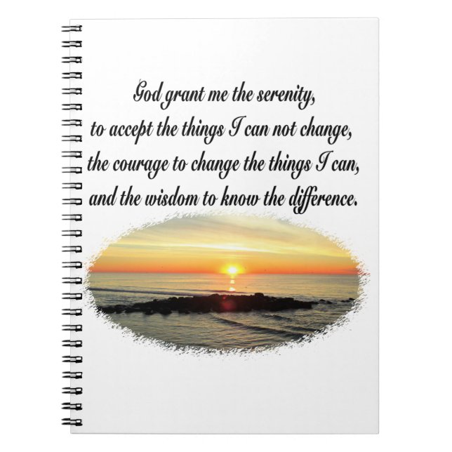 SERENITY PRAYER SUNRISE PHOTO DESIGN NOTEBOOK (Front)