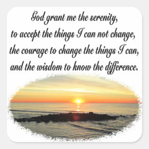 SERENITY PRAYER SUNRISE PHOTO DESIGN SQUARE STICKER