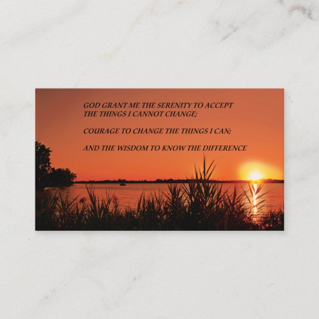 Serenity Prayer Sunset Business Card (Front)