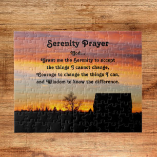 Serenity Prayer Sunset Silhouette Jigsaw Puzzle