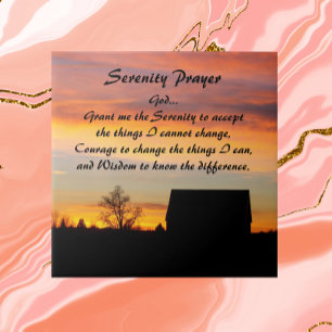 Serenity Prayer Sunset Silhouette Landscape Ceramic Tile
