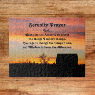 Serenity Prayer Sunset Silhouette Landscape Jigsaw Puzzle