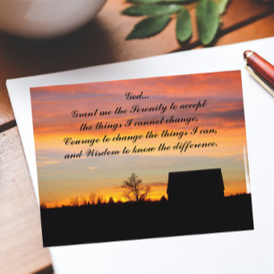 Serenity Prayer Sunset Silhouette Landscape Postcard
