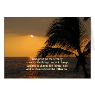 Serenity Prayer Tropical Sunset Card