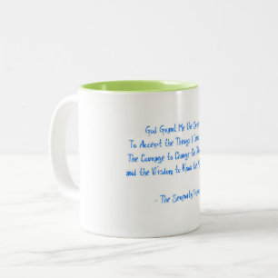 Serenity Prayer Two-Tone Blue Green Recovery Hope  Coffee Mug