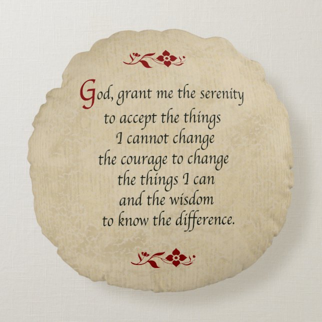 Serenity Prayer/Vintage Style Round Cushion (Front)