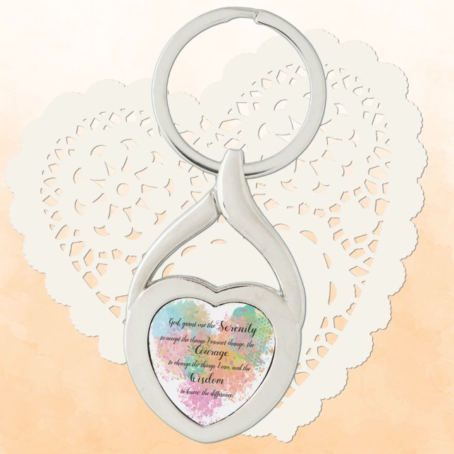 Serenity Prayer Watercolor Metal Keychain (Creator Uploaded)