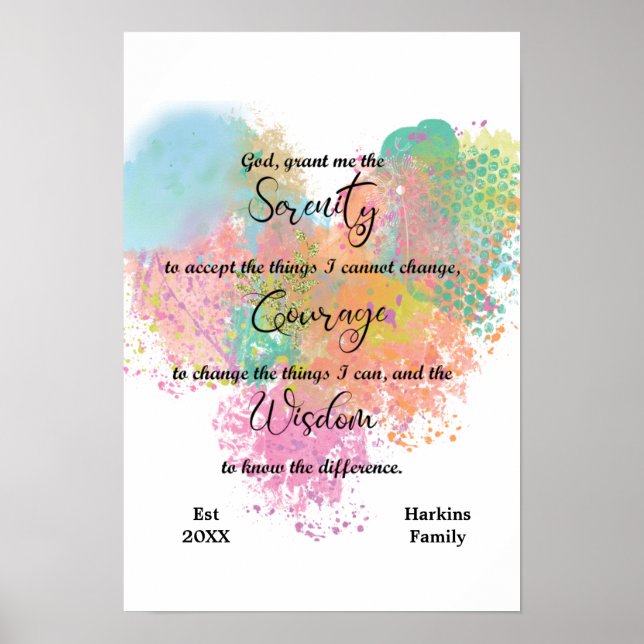 Serenity Prayer Watercolor Poster (Front)