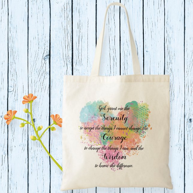 Serenity Prayer Watercolor Tote Bag (Creator Uploaded)