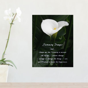 Serenity Prayer White Calla Lily Floral Foil Prints