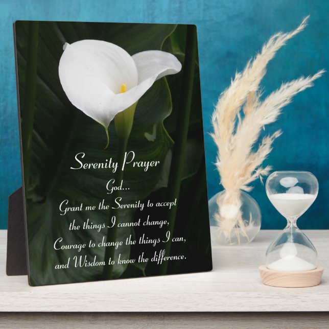 Serenity Prayer White Calla Lily Floral Plaque (Side)