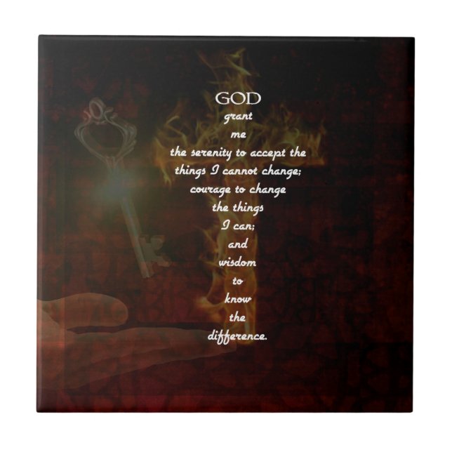 Serenity Prayer With Beautiful Christian Art Ceramic Tile (Front)