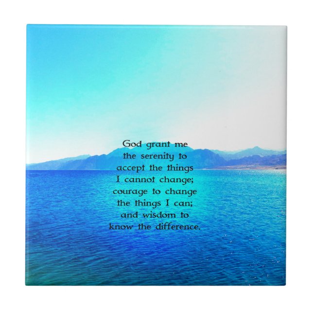 Serenity Prayer With Blue Ocean and Amazing Sky Ceramic Tile (Front)