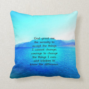 Serenity Prayer With Blue Ocean and Amazing Sky Cushion