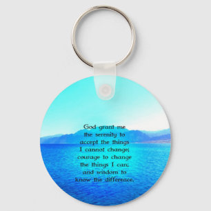 Serenity Prayer With Blue Ocean and Amazing Sky Key Ring