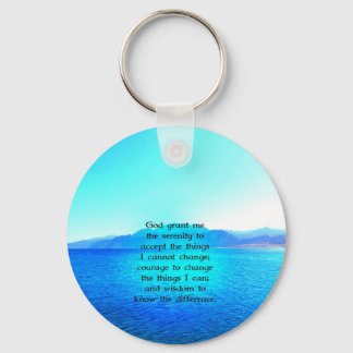 Serenity Prayer With Blue Ocean and Amazing Sky Key Ring