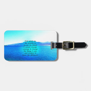 Serenity Prayer With Blue Ocean and Amazing Sky Luggage Tag