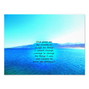 Serenity Prayer With Blue Ocean and Amazing Sky Photo Print
